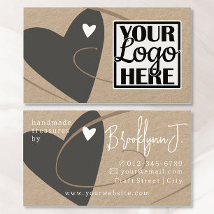 Logo Template Papier Grau Liebe Herz Crafters Visitenkarte