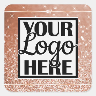 Logo Template Rose Gold Glitzer Sparkle Stars Quadratischer Aufkleber