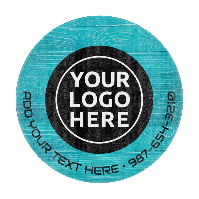 LOGO & TEXT | Maßgeschneidertes Business Glass Cut Schneidebrett (Vorderseite)