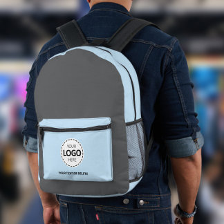Logo & Text Upload Grau/Blau Bedruckter Rucksack