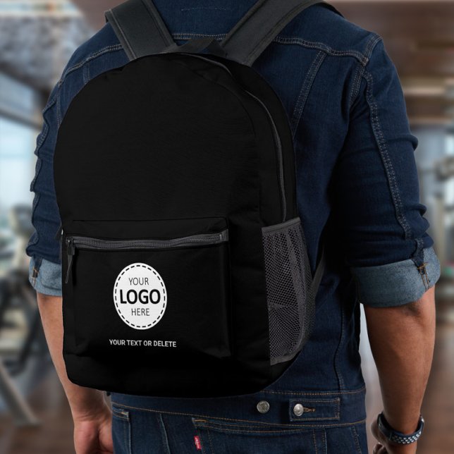 Logo & Text Upload Schwarz Bedruckter Rucksack (Von Creator hochgeladen)