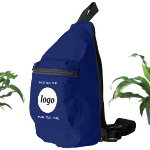 Logo-Text Werbeaktion Branding Navy Blue Crossbody Bag
