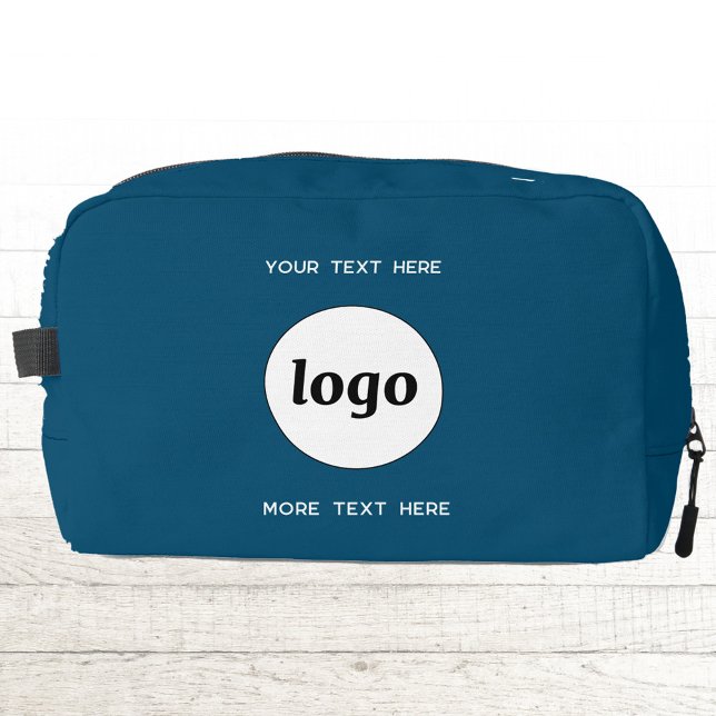 Logo-Text-Werbemarken Aquamarin grün Waschbeutel (Simple logo with custom text business branding promotional teal green DOPP kit zip bag)