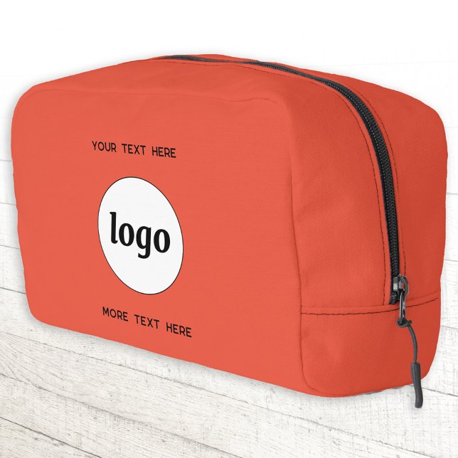 Logo-Text-Werbemarken Orange Waschbeutel (Logo and custom text business branding promotional zip bag)