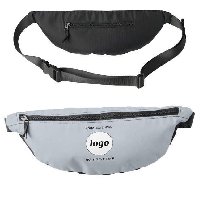 Logo Texte promotionnel Marque commerciale bleu (Logo with custom text promotional business branding fanny pack bag)