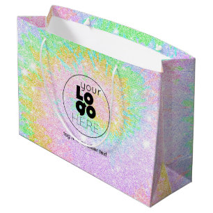 Logo-Tiedye Glitzer-Papiertasche Große Geschenktüte