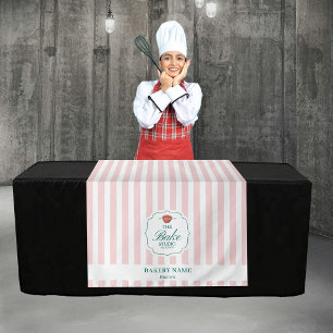 Logo-Tischläufer mit rosa Streifen für Pop-Up-Shop Wandteppich