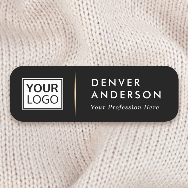 Logo-Titel Goldener Farbverlauf schwarz Namensschild (Logo name title golden gradient divider black name tag)