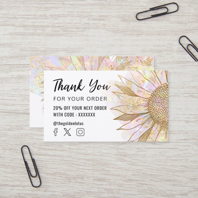 logo tournesol merci carte de visite (Devant/Arrière en situation)