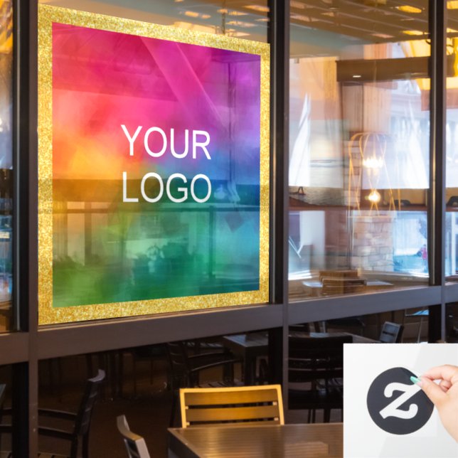 Logo-Trendform-Vorlage Gold-Glitzer-Look Fensteraufkleber (Restaurantfenster)