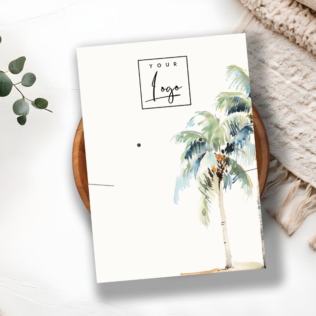 Logo "Tropical Coastal Palm Tree Necklace Earring" Visitenkarte (Von Creator hochgeladen)