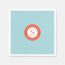 Logo und Firma Soft Cyan Bright Red Serviette
