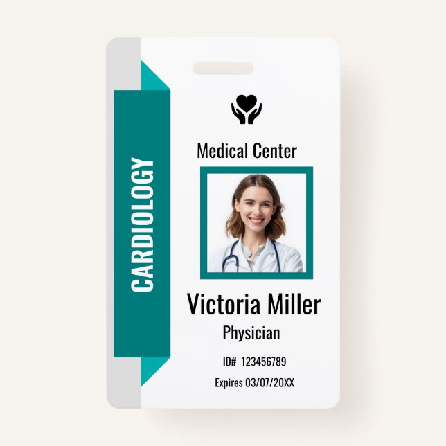 Logo und Foto der Mitarbeiter-ID im Krankenhaus |  Ausweis (Vorderseite)