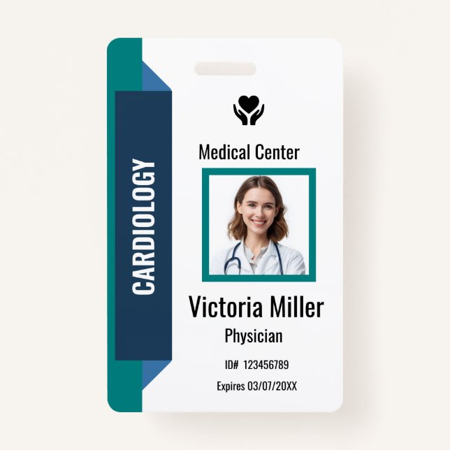 Logo und Foto der Mitarbeiter-ID im Krankenhaus |  Ausweis (Vorderseite)