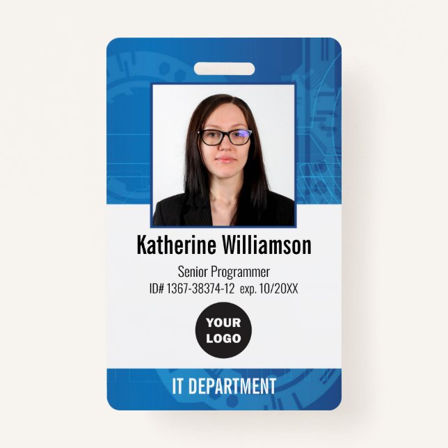 Logo und Foto-ID des Technologieunternehmens Mitar Ausweis (Vorderseite)