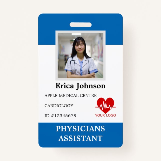 Logo und Foto-ID für personalisierte Krankenhausmi Ausweis (Vorderseite)