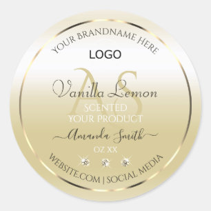 Logo und Initialen von Pastel Gold Cream Product L Runder Aufkleber