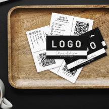 LOGO und QR Code Black Business Card