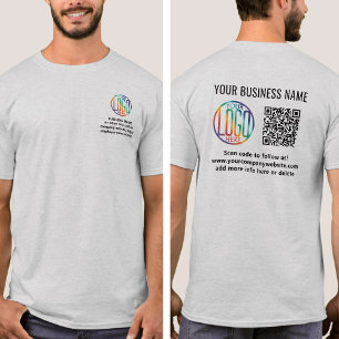 Logo und QR-Code des Unternehmens auf der Vorderse T-Shirt