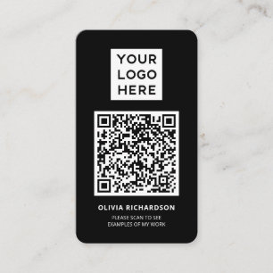 Logo und QR-Code   Einfach Beruflich Schwarz Visitenkarte