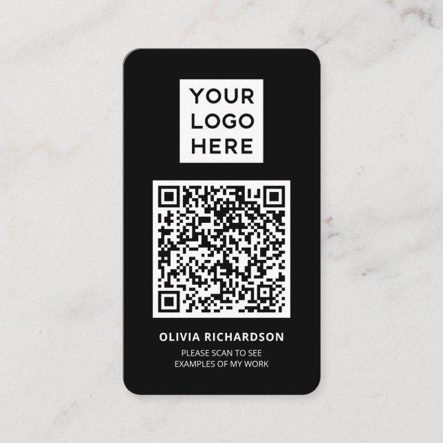 Logo und QR-Code | Einfach Beruflich Schwarz Visitenkarte (Vorderseite)