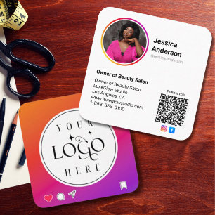 Logo und QR-Code im Instagram-Stil Quadratische Visitenkarte
