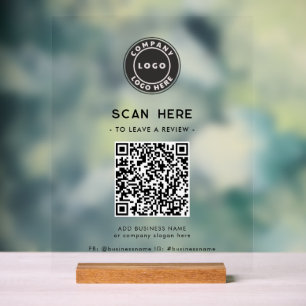 Logo und QR-Code Moderne Bewerte uns Geschäft Acrylschild