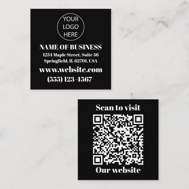 Logo und QR-Code-Visitenkarte Quadratische Visitenkarte (Vorne/Hinten)