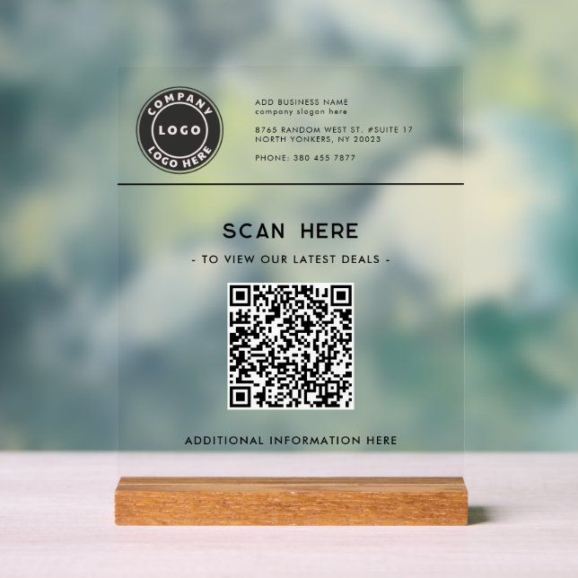 Logo und QR-Code Website Moderne Business Deals Acrylschild (Neutral)