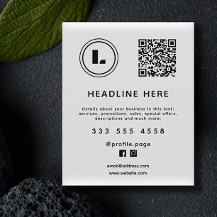Logo und QR-Code weiß minimalistisches Design Flyer