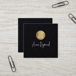 Logo und Schriftname Premium Schwarz Quadratische Visitenkarte