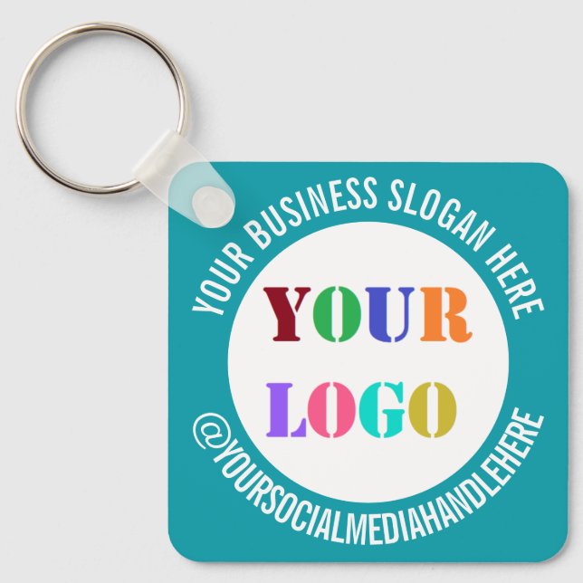 Logo und Social Media der Werbefirma Schlüsselanhä Schlüsselanhänger (Vorderseite)