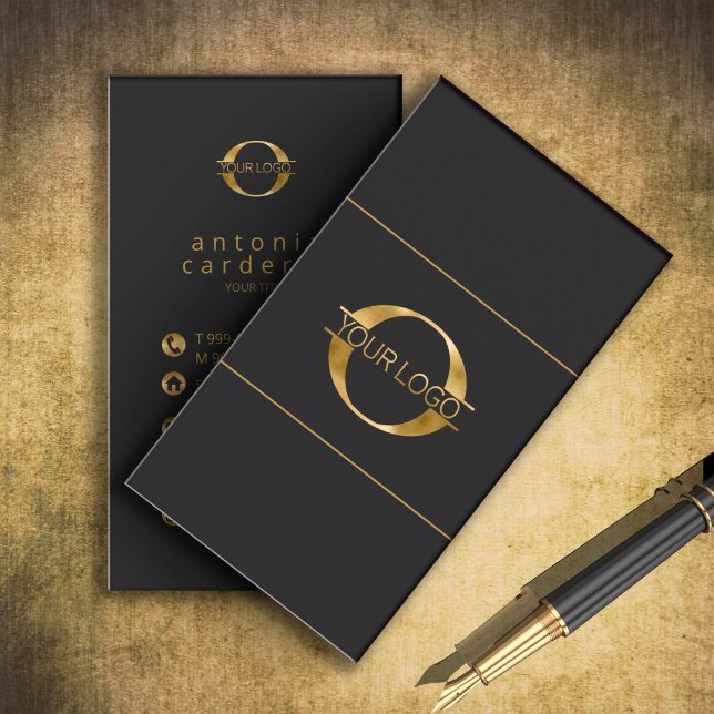 Logo und Social Media Icons Gold/Bk Vrt ID810 Visitenkarte (Von Creator hochgeladen)