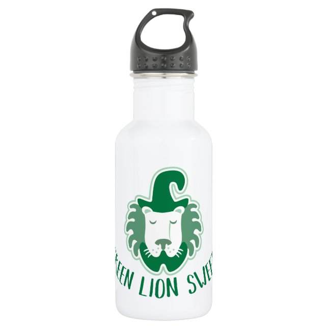 Logo und Text für grüne Löwen-Süßigkeiten Edelstahlflasche (Vorderseite)