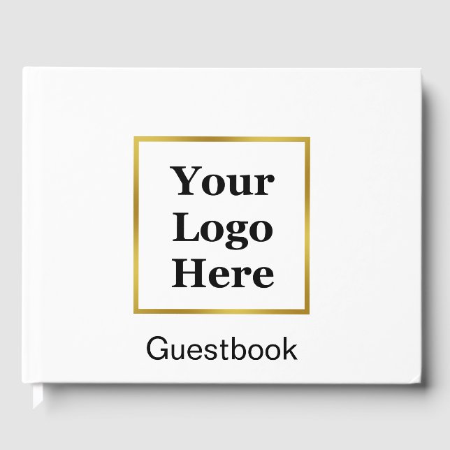 Logo und Text in Weiß und Gold Gästebuch (Vorderseite)