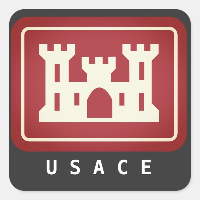 Logo und Text von USACE Quadratischer Aufkleber (Vorderseite)