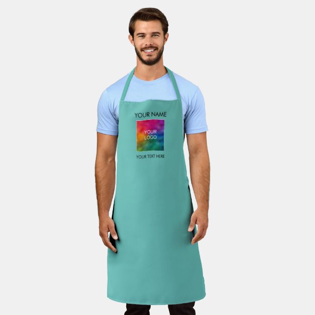 Logo-Unternehmen hier Vorlage Aquamarin hochladen Schürze (Getragen)