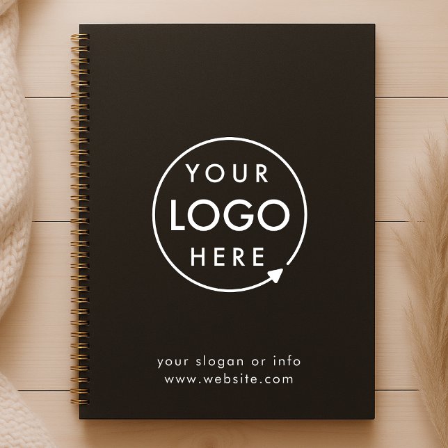 Logo | Unternehmen Minimalistisch Planer (Sleek black company branded spiral planner for small business planning & organization.)