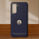 Logo-Unternehmen Samsung Galaxy Hülle<br><div class="desc">Ein einfaches marineblaues Template in modernem minimalistischem Luxus-Stil,  das mit Ihrem Firmenlogo und Text leicht aktualisiert werden kann. Mit einem Logo-Emblem aus gebürstetem Gold in einer Vorlage können Sie den Text und das Bild durch Ändern der Felder anpassen.</div>
