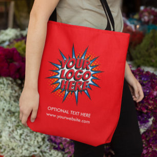 Logo Upload Business Marketing Red Tote Bag Tasche