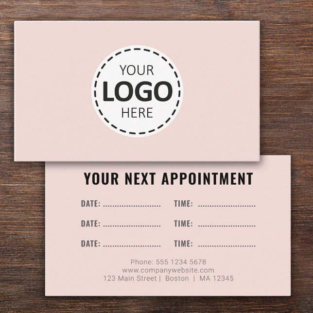 Logo Upload Modern Einfach Termin Blush Visitenkarte (Von Creator hochgeladen)