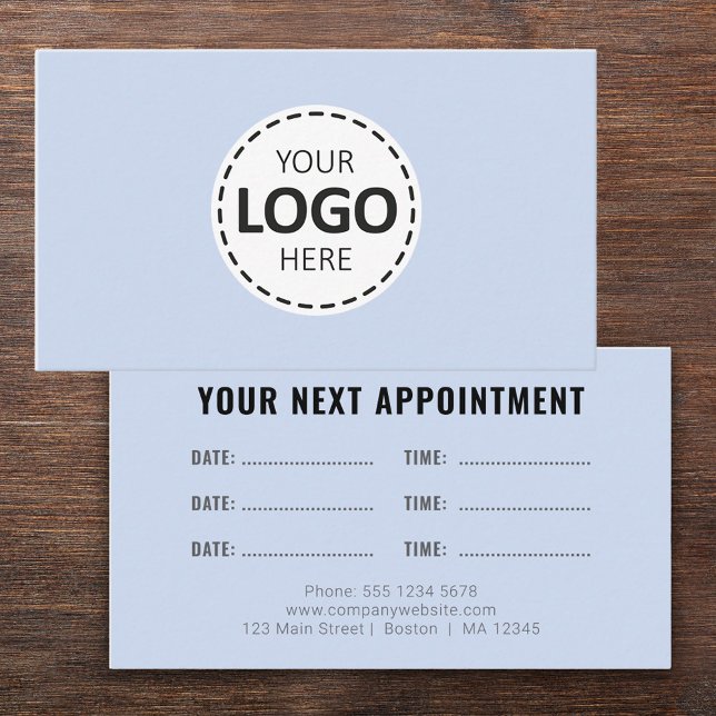 Logo Upload Modern Simple Appointment Blue Visitenkarte (Von Creator hochgeladen)