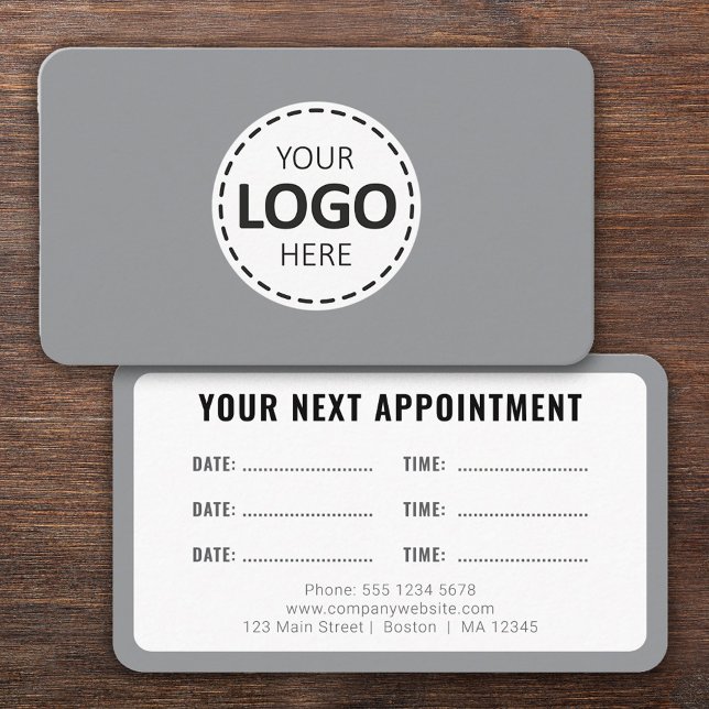 Logo Upload Modern Simple Appointment Gray Visitenkarte (Von Creator hochgeladen)
