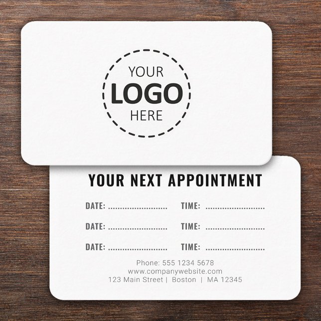 Logo Upload Modern Simple Appointment White Visitenkarte (Von Creator hochgeladen)