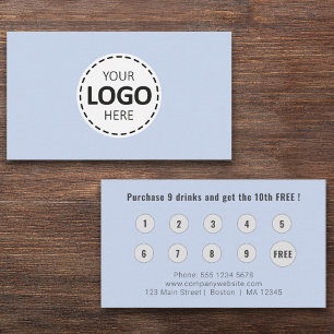 Logo Upload Modern Simple Baby Blue Loyalty Visitenkarte