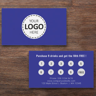 Logo-Upload Modernes einfaches Blue Loyalty Visitenkarte