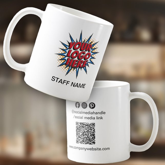 Logo-Upload, Name des Personals, QR-Code, Firmenma Kaffeetasse (Von Creator hochgeladen)