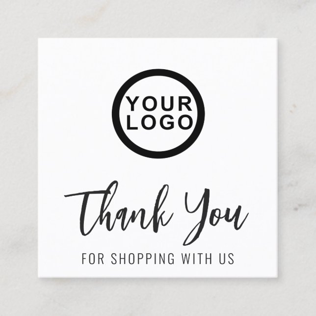 Logo Vielen Dank Elegante Modern Square Business C Quadratische Visitenkarte (Vorderseite)