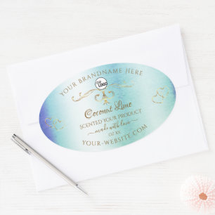 Logo vintage Turquoise or Ornate Produit Étiquette