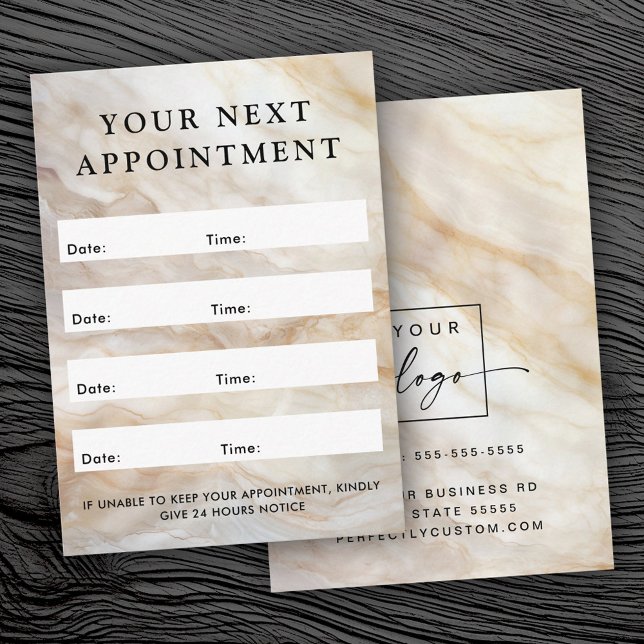 Logo-Visitenkarte Terminkarte (Logo vertical marble look appointment card)